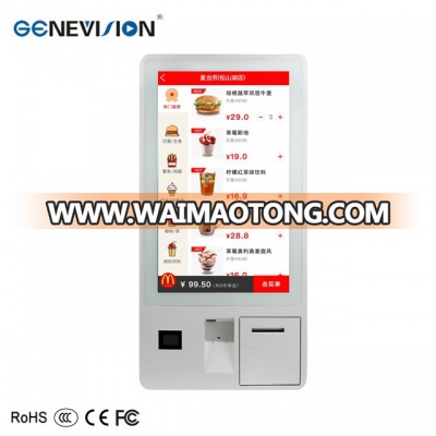 32inch wall-mount PCAP foil touchscreen payment kiosk Windows 10 touch computer with thermal printer, QR code scanner and POS