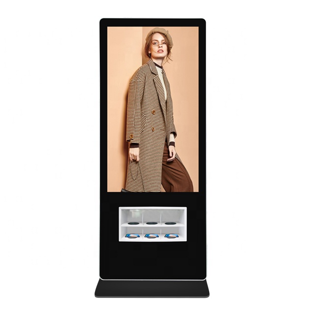 New product mobile phone wireless power bank quick charge with 55" lcd screen advertising player display stand